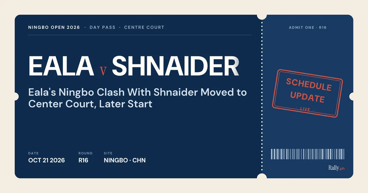 Eala's Ningbo Clash With Shnaider Moved to Center Court, Later Start