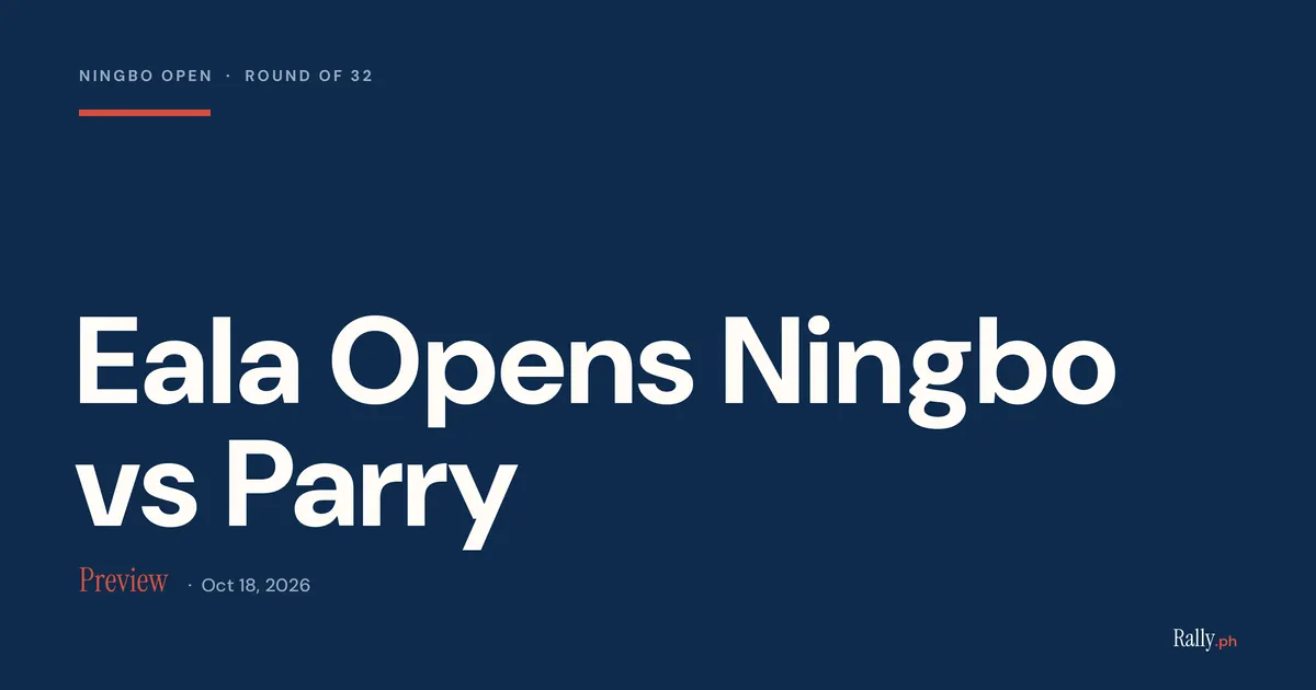 Eala Opens Ningbo Bid vs Monterrey Champ Diane Parry as She Seeks Slump-Breaker